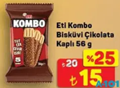 ETİ KOMBO BİSKÜVİ ÇİKOLATA KAPLI 56 G